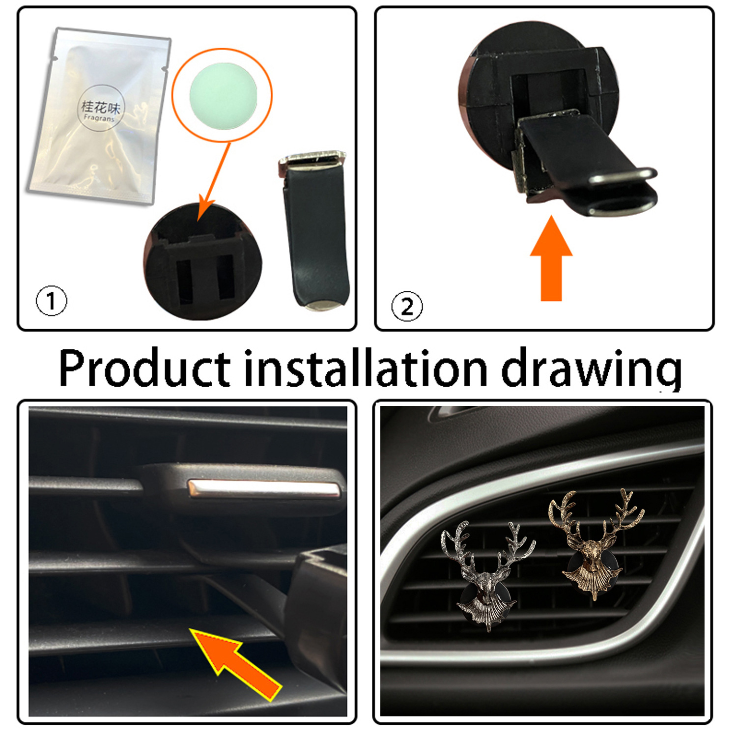 Deer Design Car Fragrance Vent - Perfume Fragrance Outlet のレビューと価格